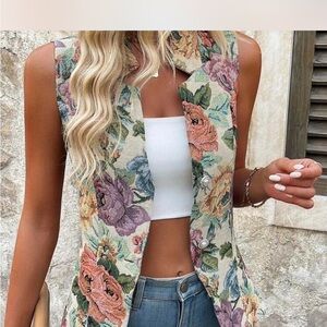 SHEIN Multicolor Floral Sleeveless Blouse